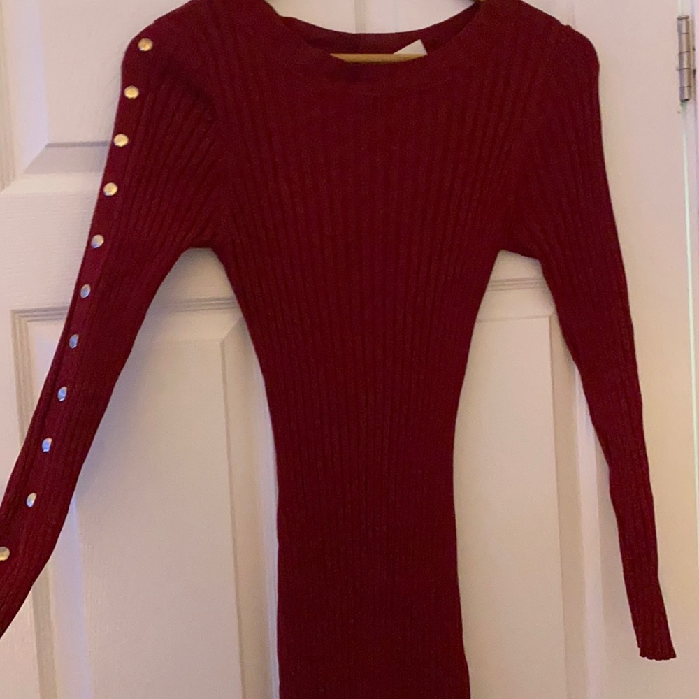 Burgendy long slim bodycon dress